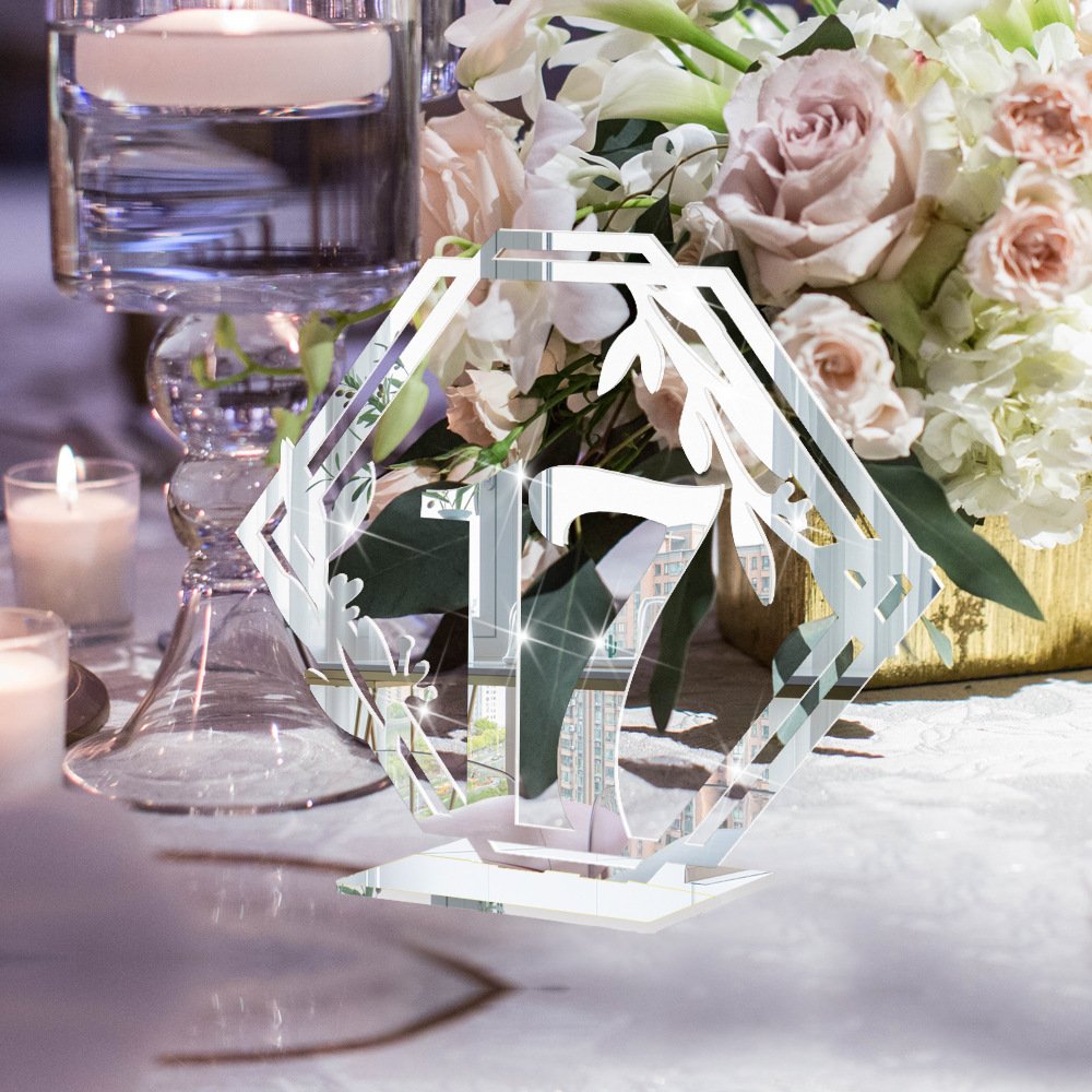 Acrylic Wedding Place Cards & Table Numbers with Stands Holders Centerpiece Sign