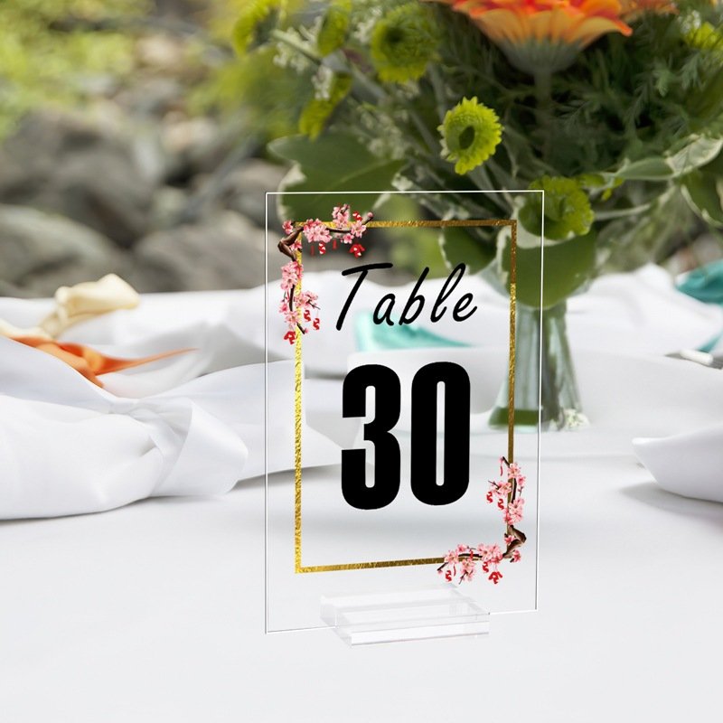 Acrylic Table Number Signs 4x6 inch Acrylic Place Cards Seating Cards gold Acrylic Wedding Table Numbers With Holder