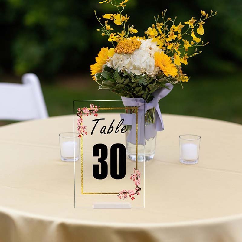 Acrylic Table Number Signs 4x6 inch Acrylic Place Cards Seating Cards gold Acrylic Wedding Table Numbers With Holder