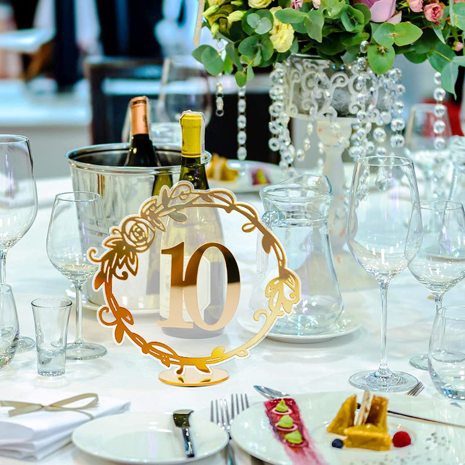 Acrylic Table Numbers with Stands Gold Place Cards Seating Stable Chart Sign for Wedding Reception Dinner Birthday Party