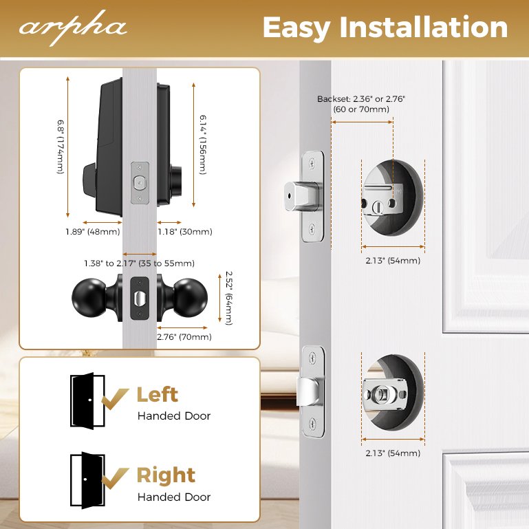Arpha D601 Bluetooth Tuya Smart Digital Lock Biometric Fingerprint Smart Lock