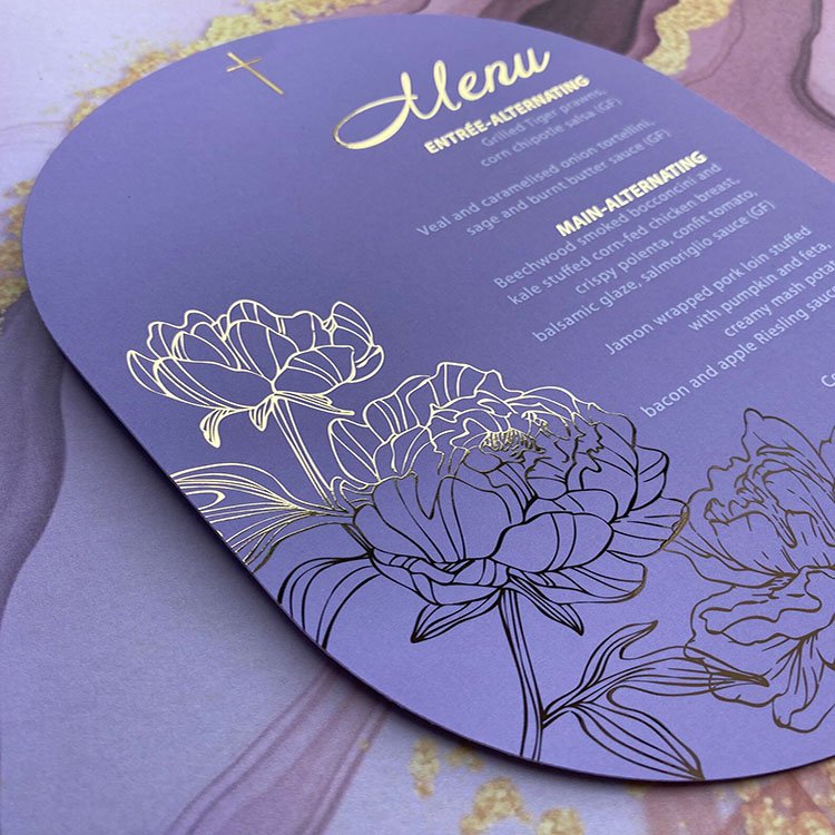 Personalized Custom Print Luxury Paper Hotel Restaurant Gold Letters Wedding Menu Cards
