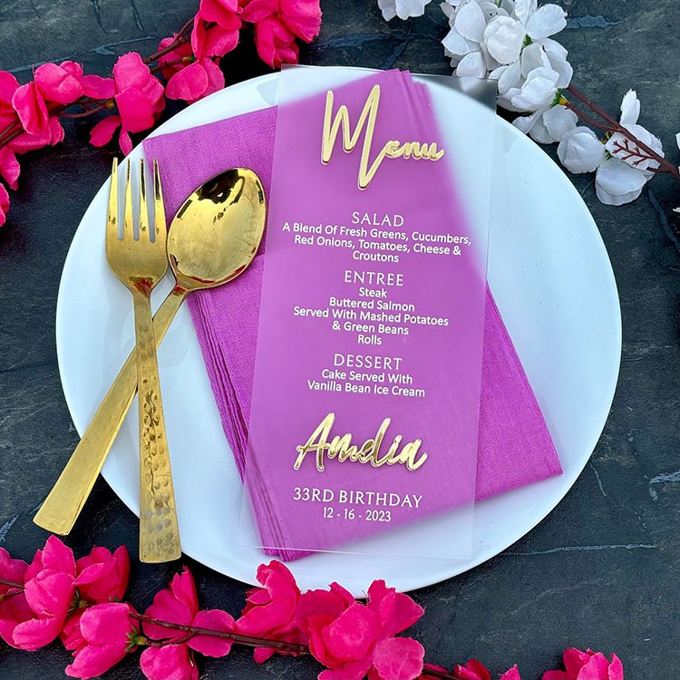 Personalized Custom Print Luxury Paper Hotel Restaurant Gold Letters Wedding Menu Cards