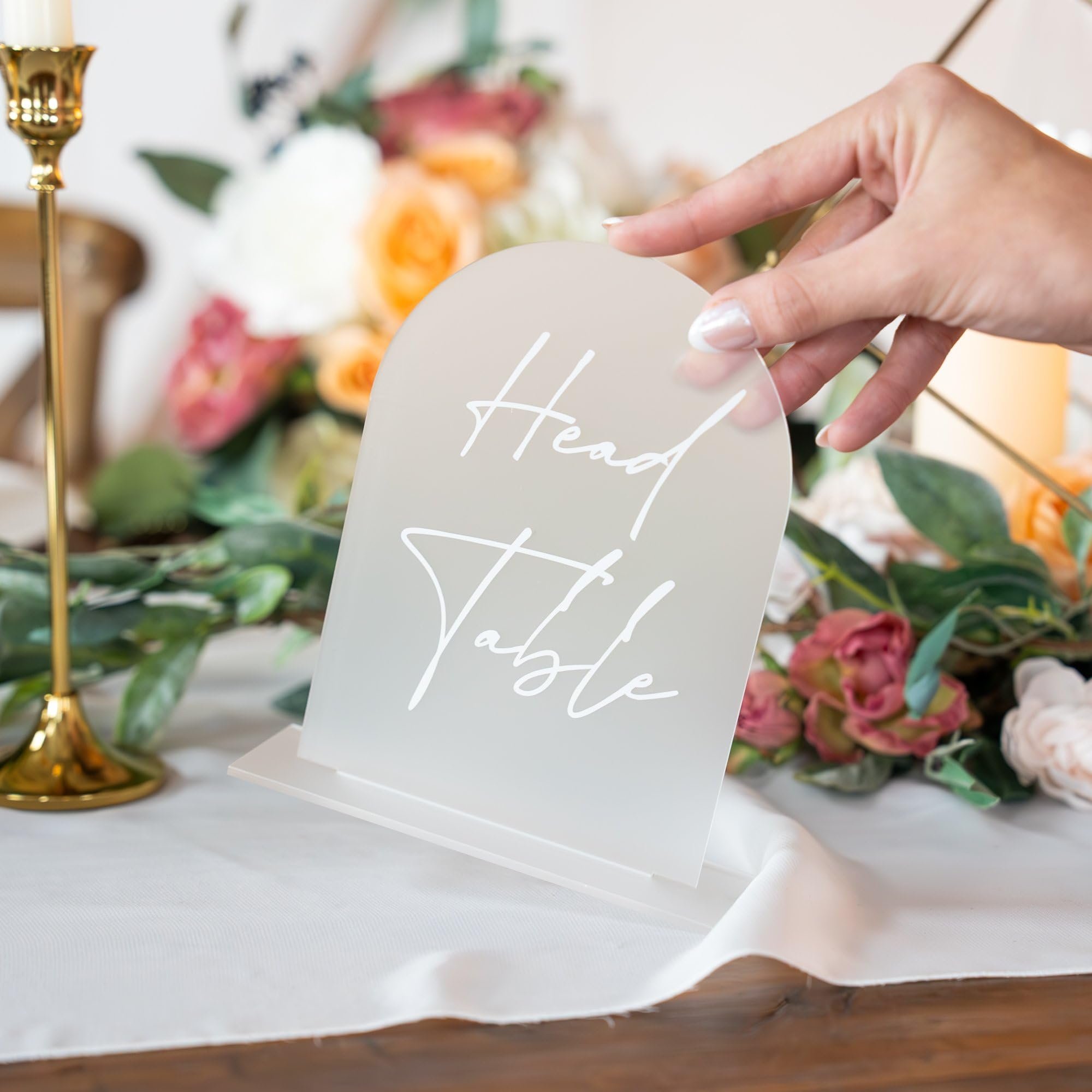 Custom 1 - 15 Frosted Arch Acrylic Table Numbers Wedding White Font Table Number for Anniversary Event Party Wedding Table Sign