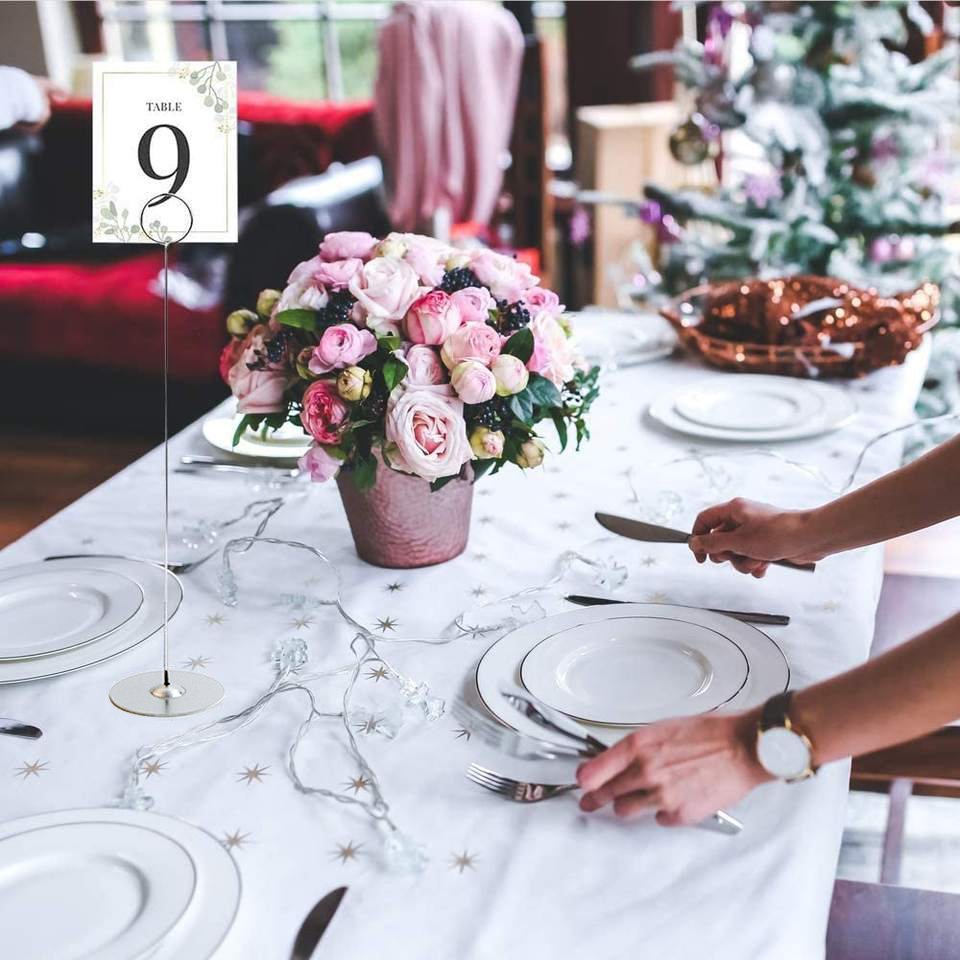 Nicro Luxury Wedding Reception Steel Metal Circle Shape Name Picture Restaurant Silver Table Number Holder Stand With Place Card