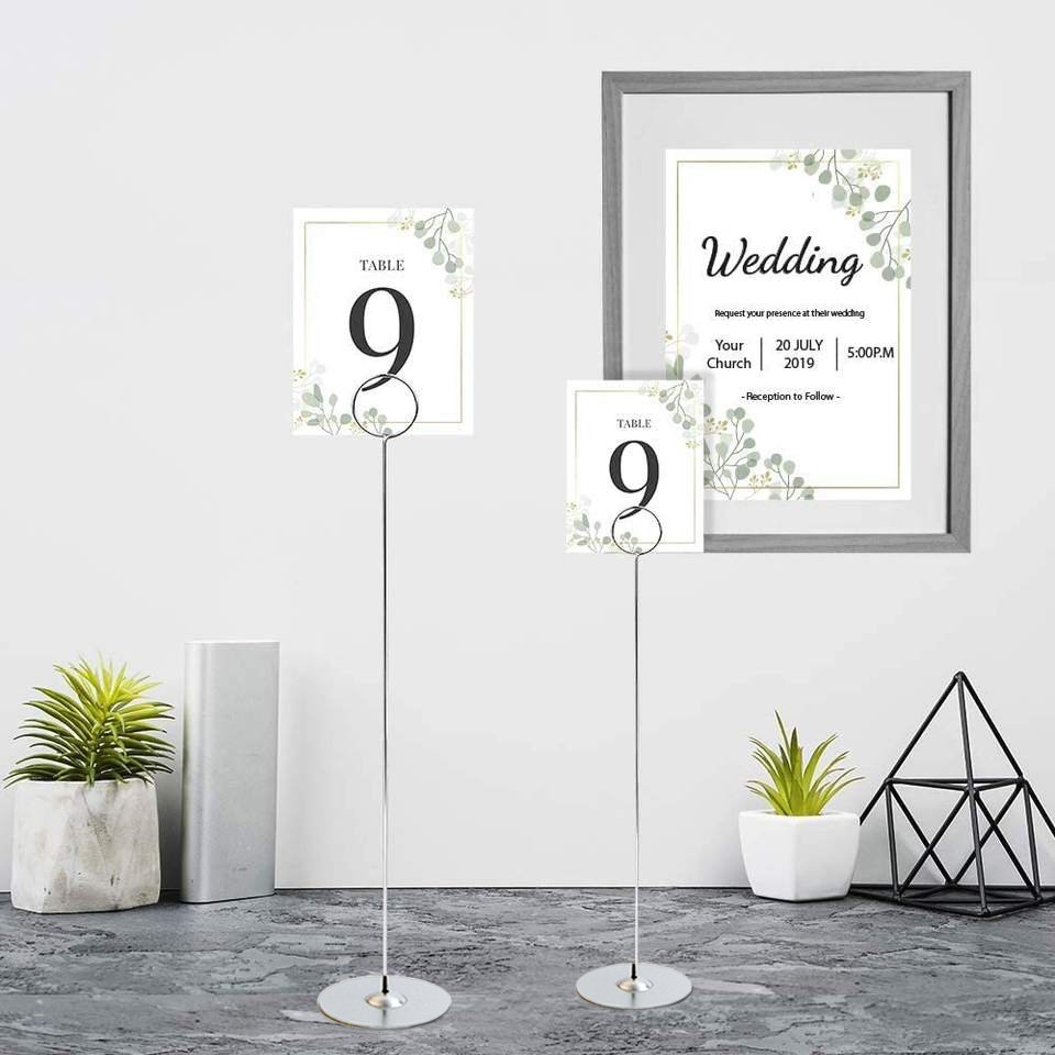 Nicro Luxury Wedding Reception Steel Metal Circle Shape Name Picture Restaurant Silver Table Number Holder Stand With Place Card