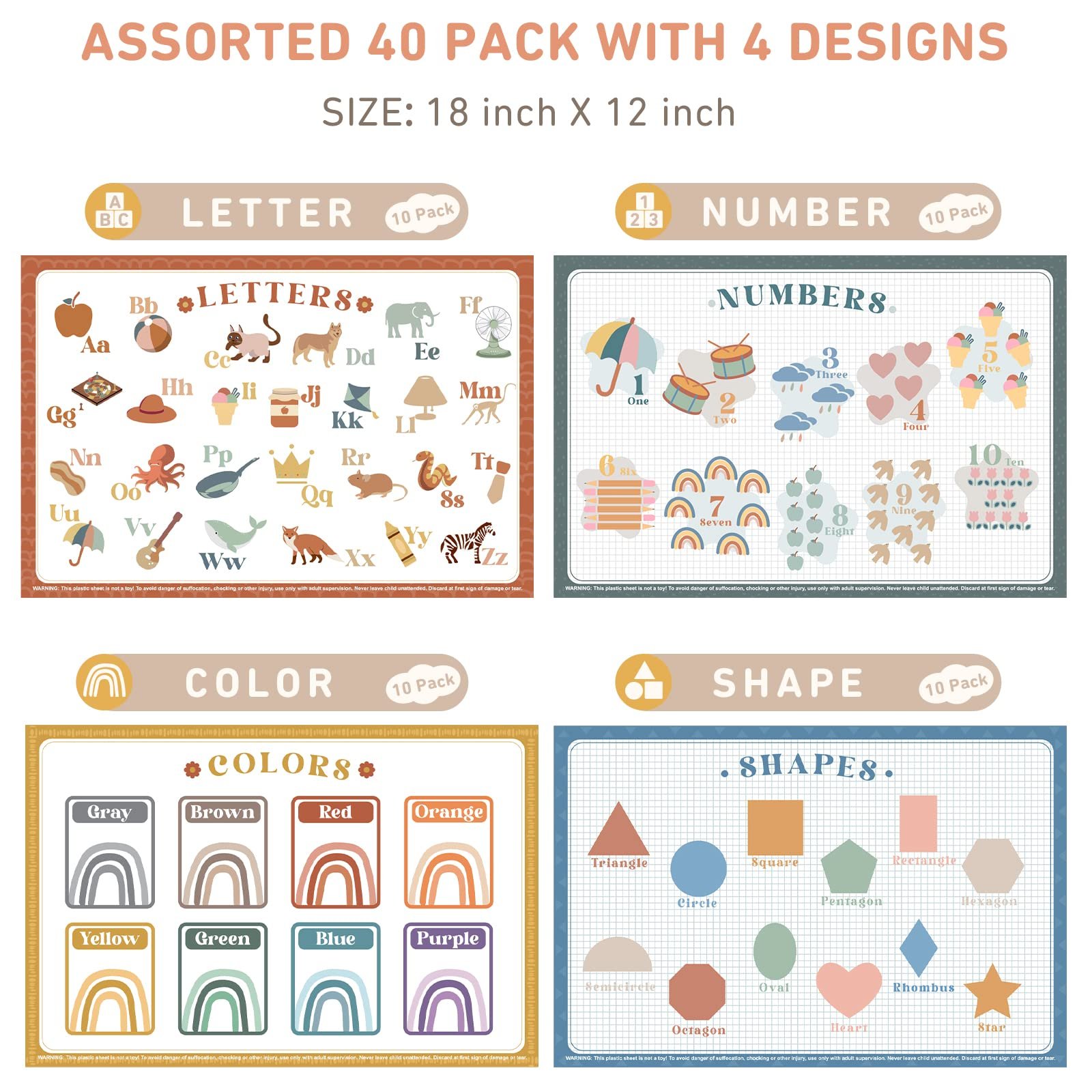 40 Pack Disposable Placemats and Disposable Stick-on Placemats 40 Pack Bundle banby placemats