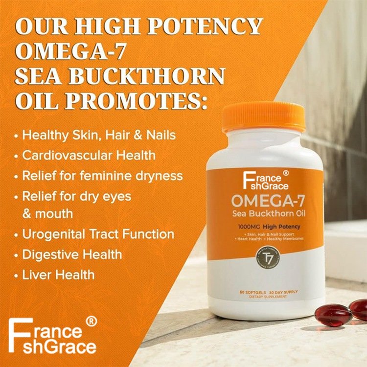 Omega-7 Softgels Premium Organic Himalayan Sea Buckthorn Oil Supplement for Healthy Skin Hair Nails and Dryness