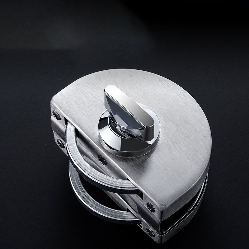 Hot sale punch-free 304 Stainless Steel sliding frameless Double Sided glass door lock with 3 keys office glass door lock