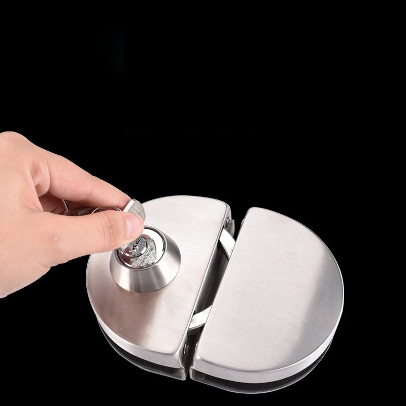 Hot sale punch-free 304 Stainless Steel sliding frameless Double Sided glass door lock with 3 keys office glass door lock