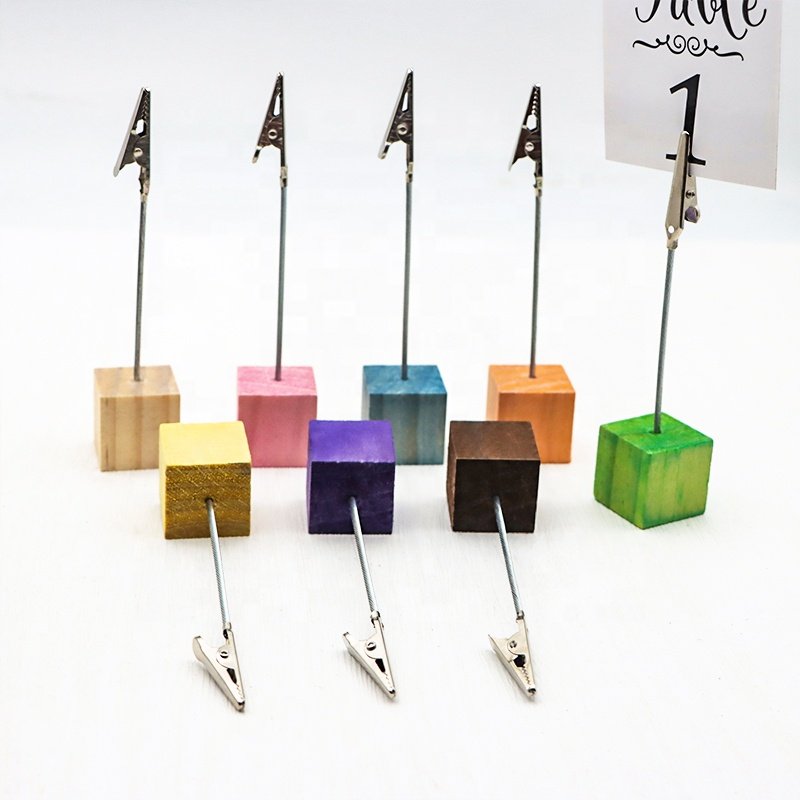 Wooden base Table Number Holder Memo Clips Stand Place Card Holder for Wedding Hotel Party