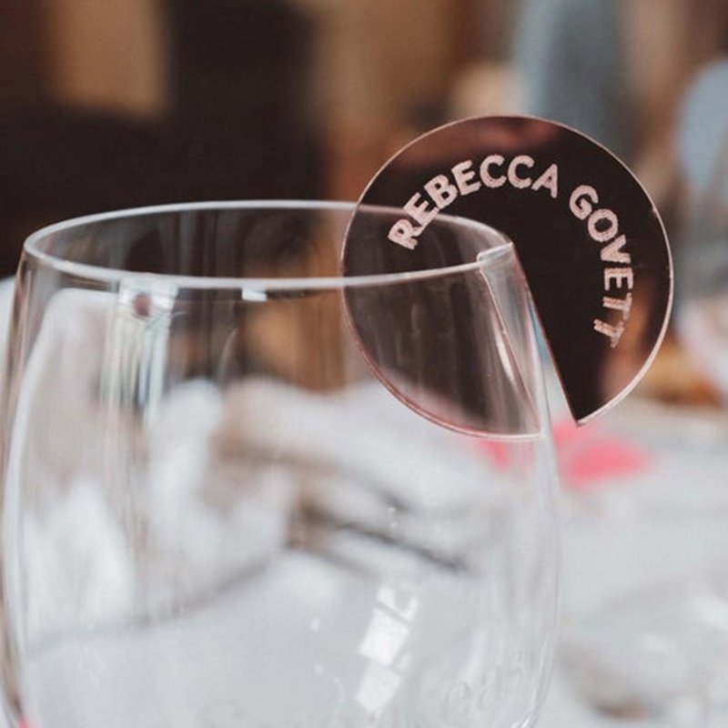 Personalised Acrylic Round Drink Tags Acrylic Stirrers and Place Cards Laser Cut Wedding Decor and Acrylic Place Card