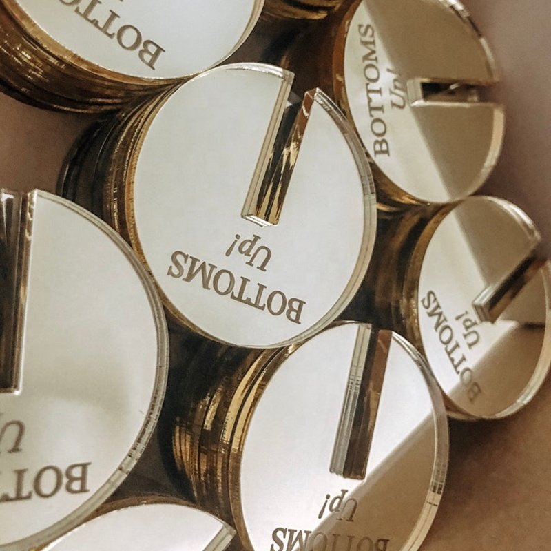 Personalised Acrylic Round Drink Tags Acrylic Stirrers and Place Cards Laser Cut Wedding Decor and Acrylic Place Card