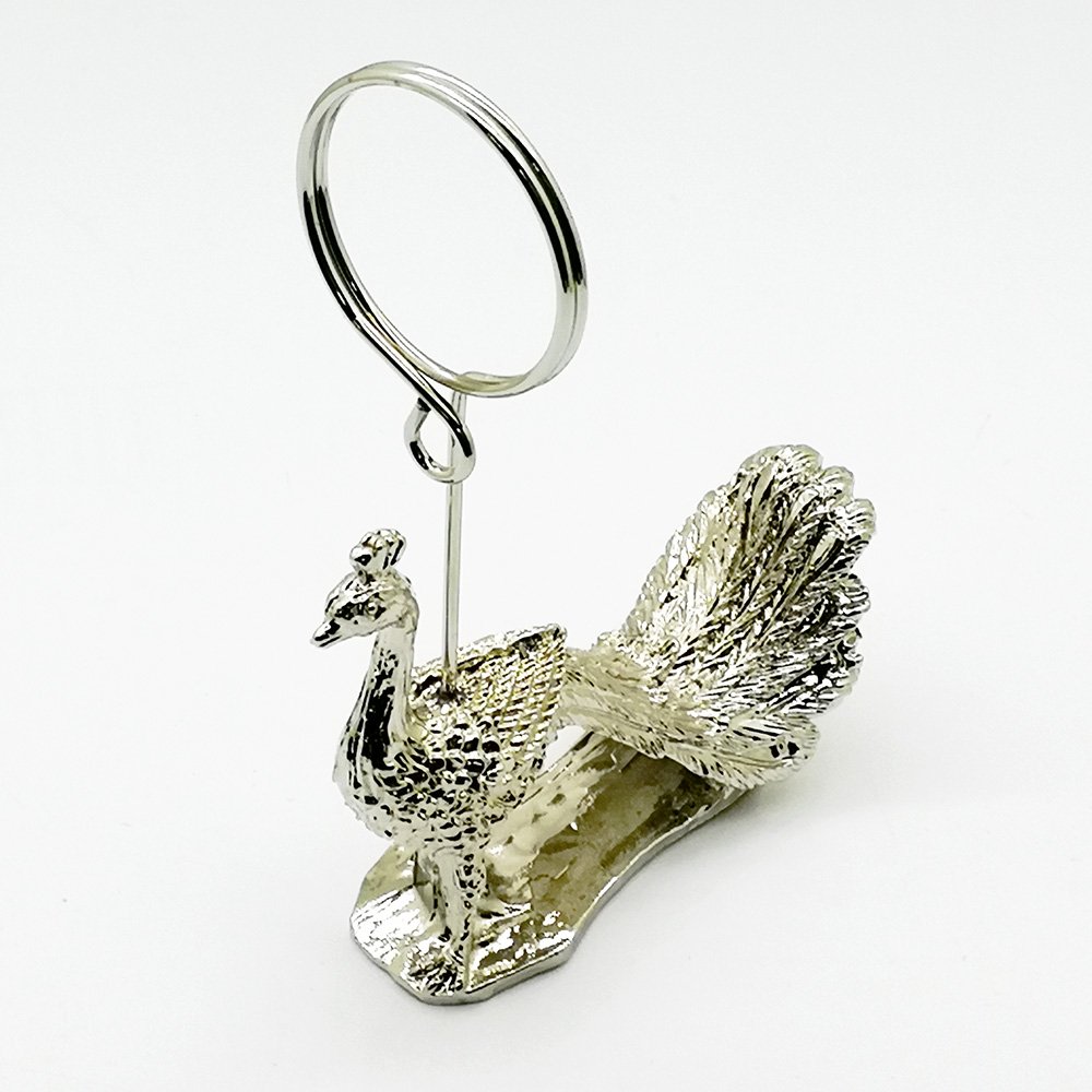 Custom metal 3D craft peacock design photo clips table picture stands wedding place table number card holders