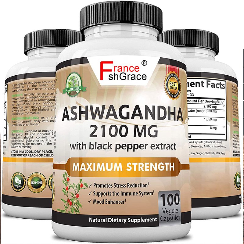 Organic Ashwagandha Capsule 2100 mg Capsules Pure Organic Ashwagandha Powder and Root Extract