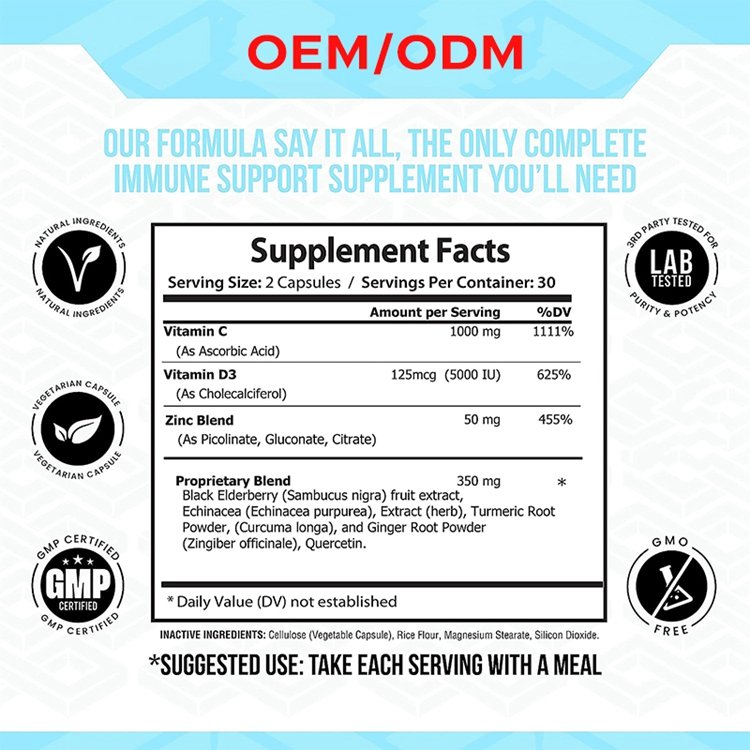 VIT D Immunity Defense Booster Supplement Veg Capsules 8 in 1 Immune Support for Adults Kids