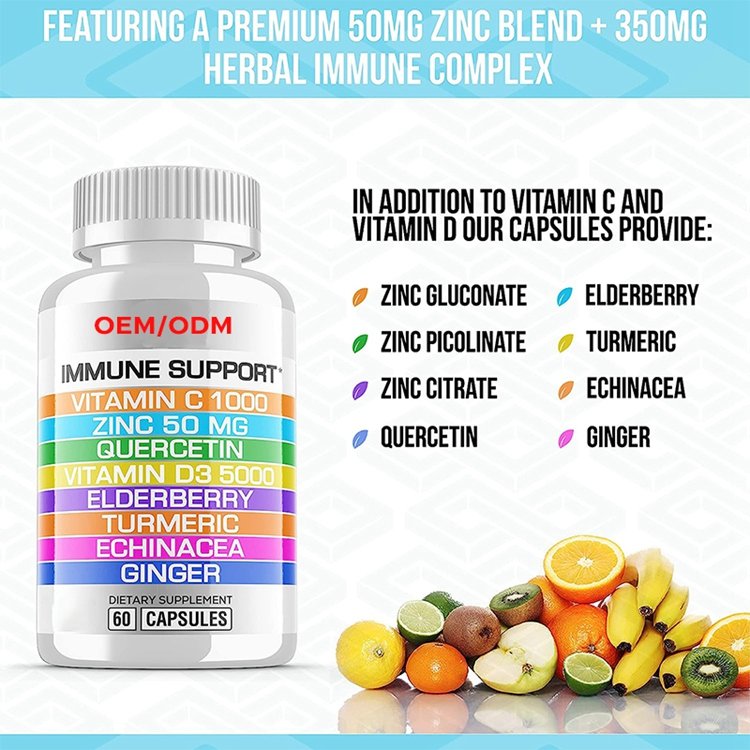 VIT D Immunity Defense Booster Supplement Veg Capsules 8 in 1 Immune Support for Adults Kids