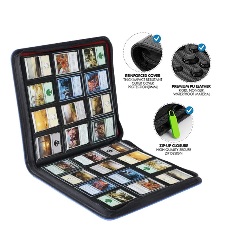 PU 12 Pockets Card Binder For Pokermon Baseball Basketball Football Game Card Holder with Pockets Sleeves