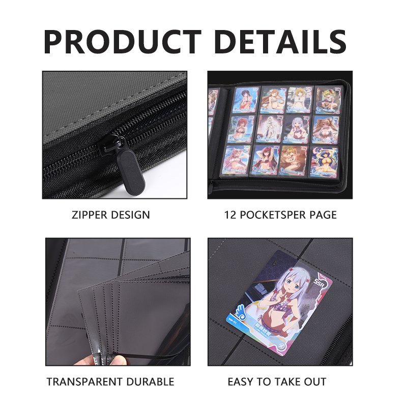 PU 12 Pockets Card Binder For Pokermon Baseball Basketball Football Game Card Holder with Pockets Sleeves