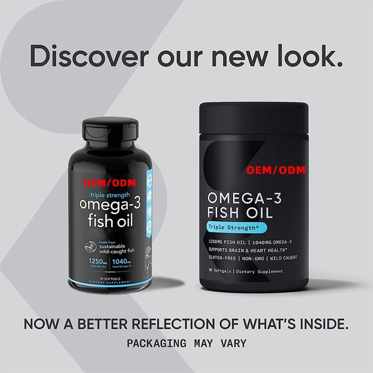 Brain Supplement Triple Strength Omega 3 Fish Oil Burpless Fish Oil Supplement EPA DHA Fatty Acids for Heart Brain Immune
