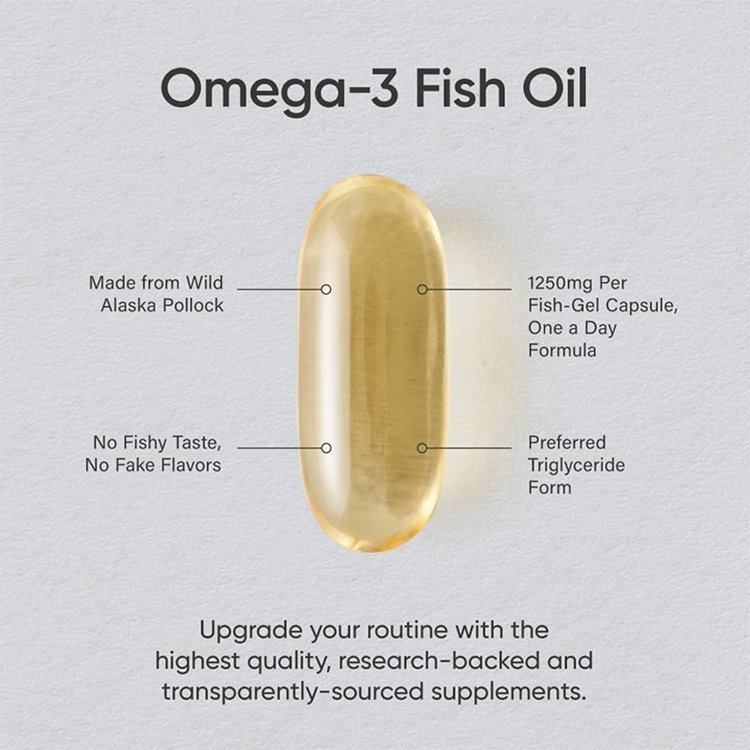 Brain Supplement Triple Strength Omega 3 Fish Oil Burpless Fish Oil Supplement EPA DHA Fatty Acids for Heart Brain Immune