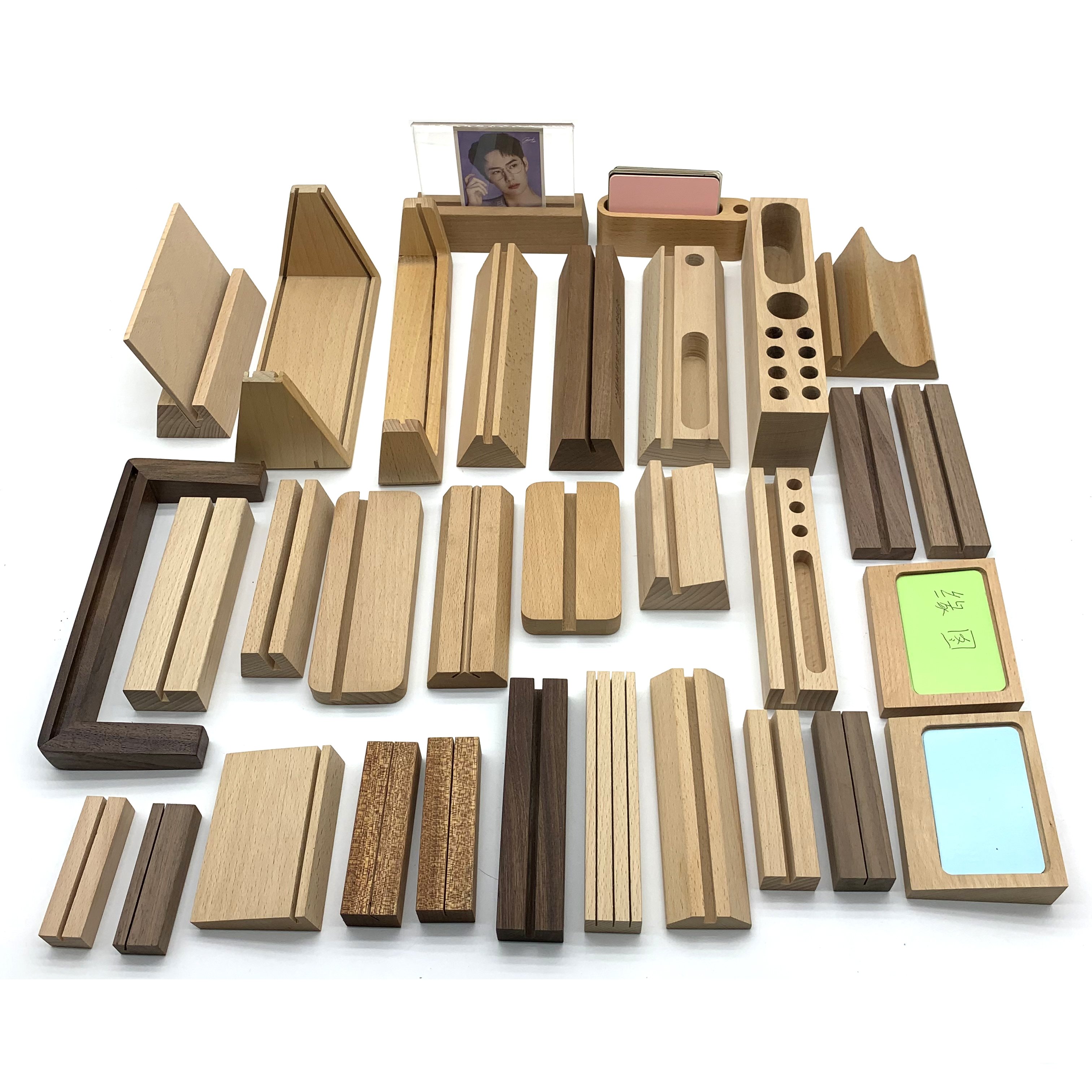 custom wood products modern desktop wooden card display base acrylic sign holder