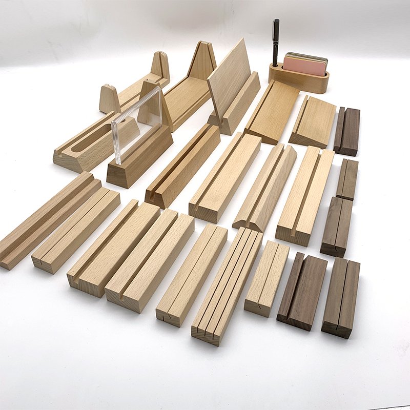 custom wood products modern desktop wooden card display base acrylic sign holder