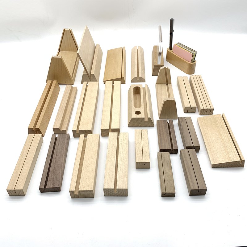 custom wood products modern desktop wooden card display base acrylic sign holder