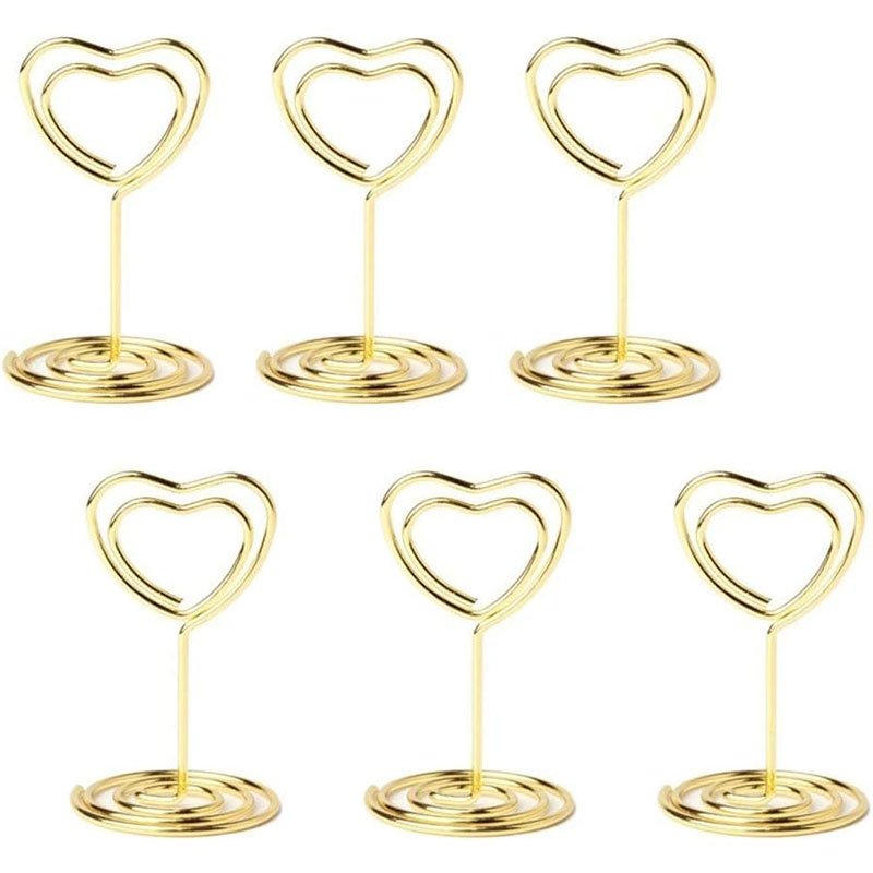 Heart Shaped Table Sign Picture Photo Holder Menu Memo Clips Mini Place Card Table Number Stands for Decor
