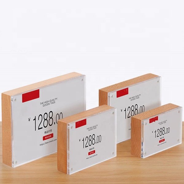 Wooden Menu Card Frame Stand Sign Holder Acrylic or Organic Glass Display Rack Advertising Poster Frame
