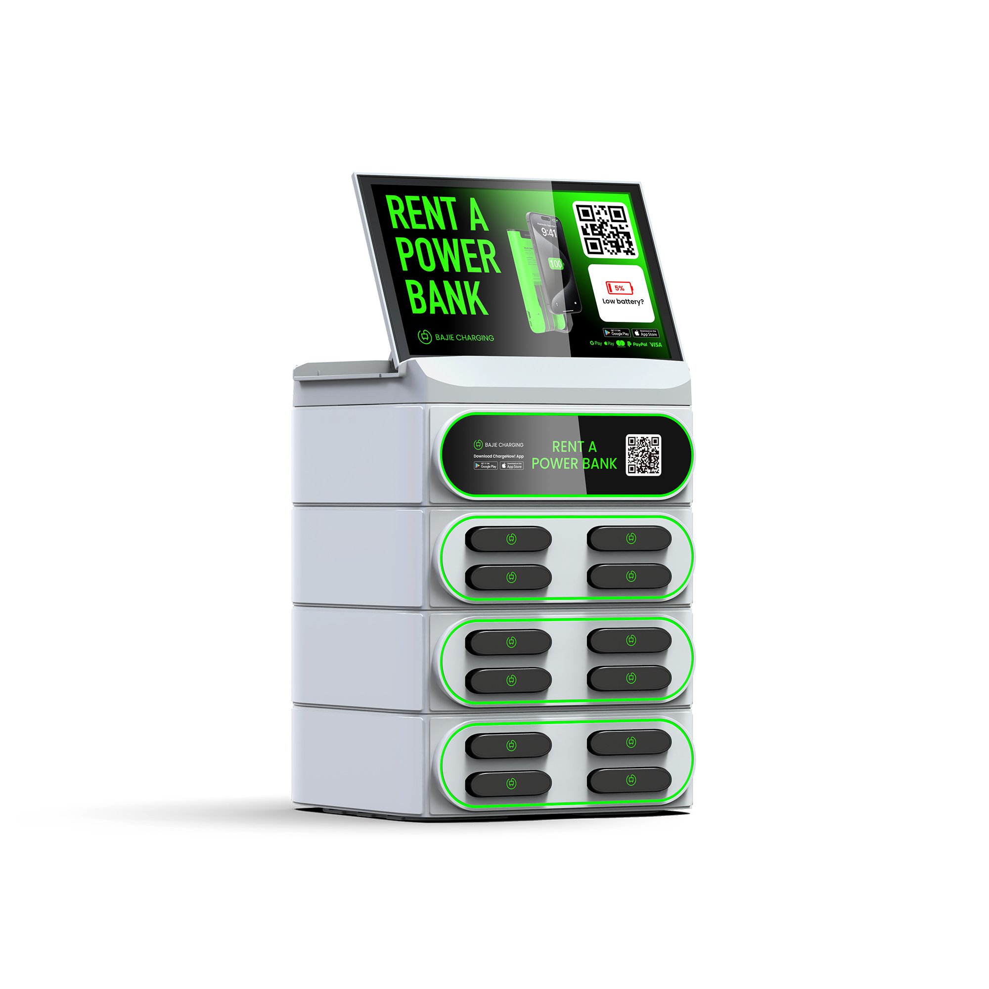 12 Slots stackable Sharing Powerbank Station charging rental machine with Screen