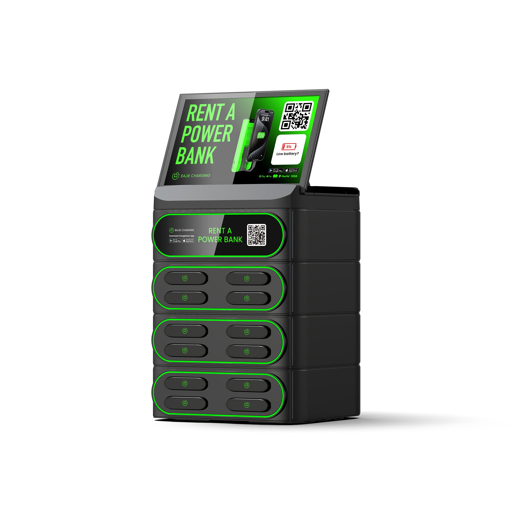 12 Slots stackable Sharing Powerbank Station charging rental machine with Screen