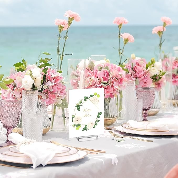 100 Pcs Clear 2-Inch Acrylic Place Card Holders Table Number Stand Display Racks for Wedding Dinner Home Party Events Decoration