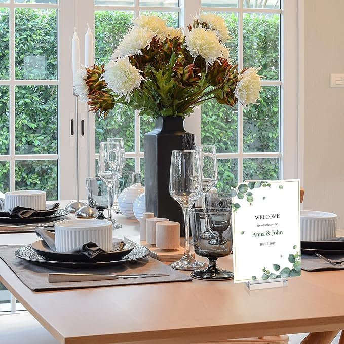 100 Pcs Clear 2-Inch Acrylic Place Card Holders Table Number Stand Display Racks for Wedding Dinner Home Party Events Decoration