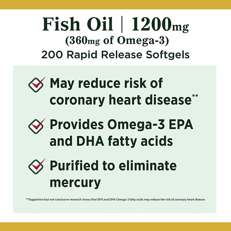 Fish Oil Capsules Dietary Supplement Omega-3 Supports Heart Health