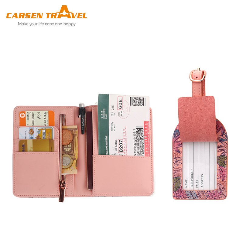 Customized travel document bag suitcase tag set Passport holder handbag tag set passport wallet luggage tag kit
