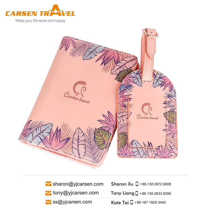 Customized travel document bag suitcase tag set Passport holder handbag tag set passport wallet luggage tag kit