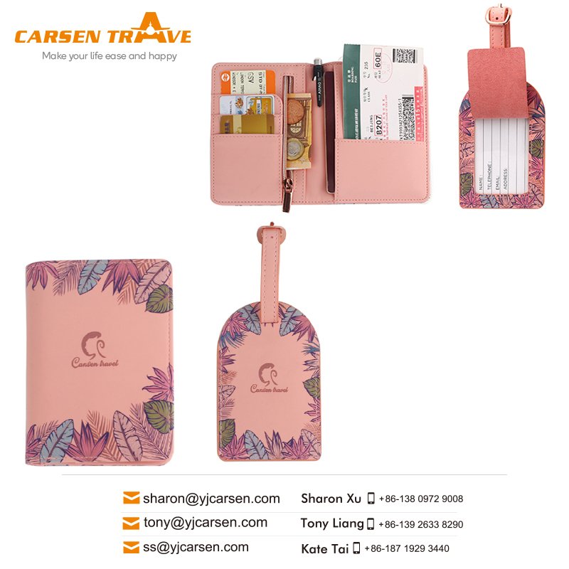 Customized travel document bag suitcase tag set Passport holder handbag tag set passport wallet luggage tag kit