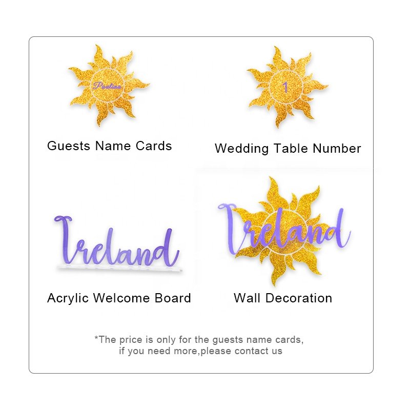 OEM ODM Luxury Centerpiece Wall Decoration Sun Flower Ornament Acrylic Birthday Wedding Table Number Guests Name Place Cards