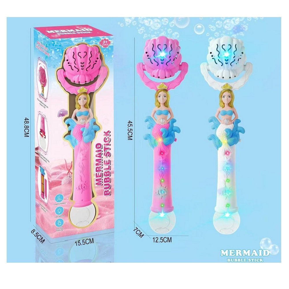 Mermaid Bubble Stick Fully Automatic Bubble Machine Toy Light Up Mermaid Bubble Wand