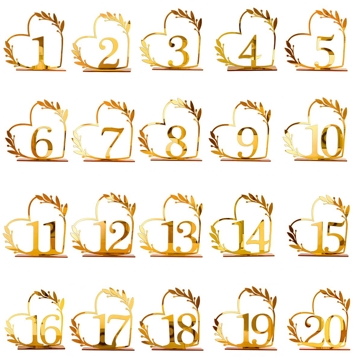 Ychon Gold Dinning Table NumbersTable Sign Seat Card Wedding Birthday Acrylic Table Numbers For Wedding Reception Party