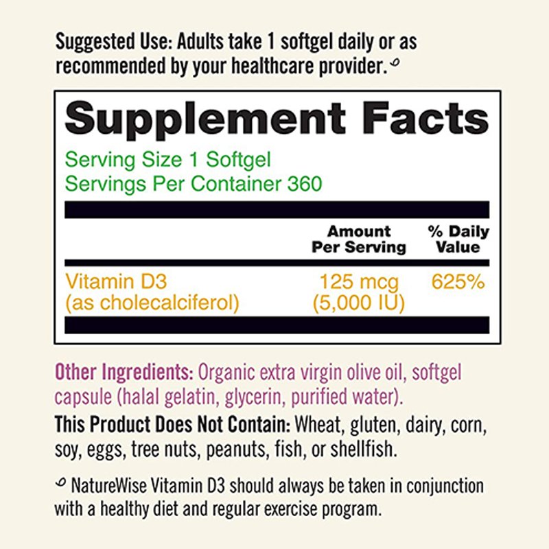 Vitamin D3 Supplement softgels Healthy Bones Teeth Heart Immune Support Non-GMO Gluten-Free Soy Free 360 Count