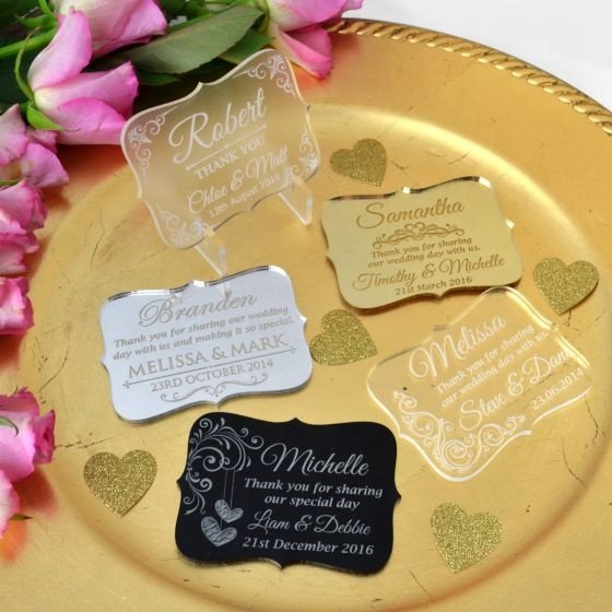 custom acrylic place cards & table numbers wedding name place card