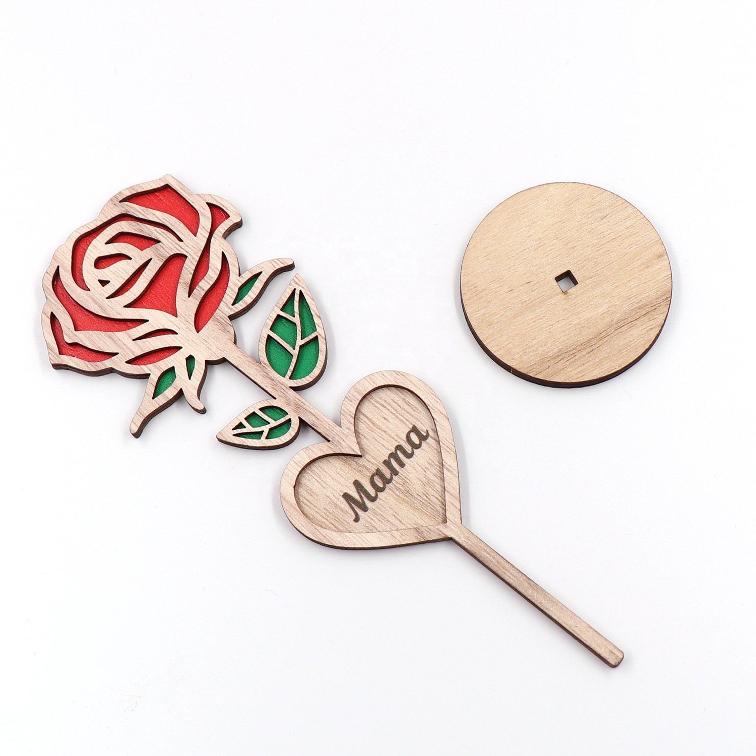 Personalized Dinner Place Table Card Holders for Mother's Day Valentine's Day Gift Wood Rose Shaped Table Name Place Card Holder