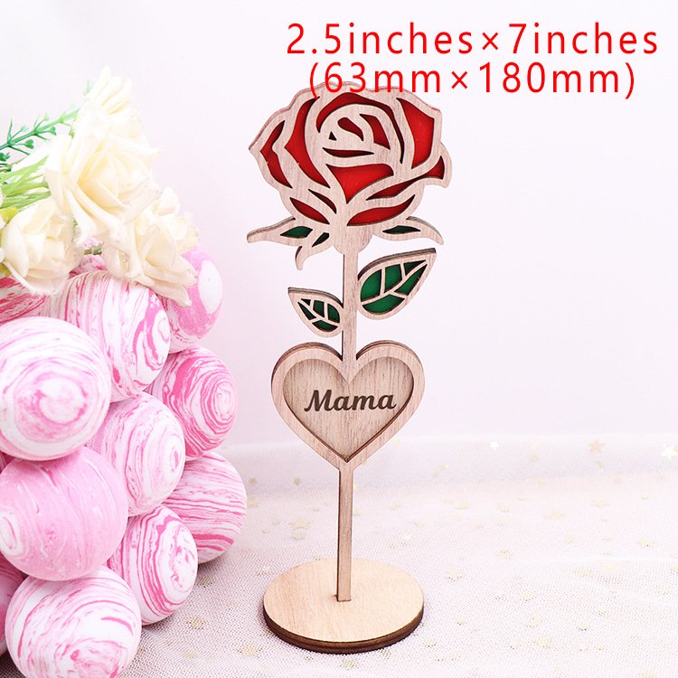 Personalized Dinner Place Table Card Holders for Mother's Day Valentine's Day Gift Wood Rose Shaped Table Name Place Card Holder