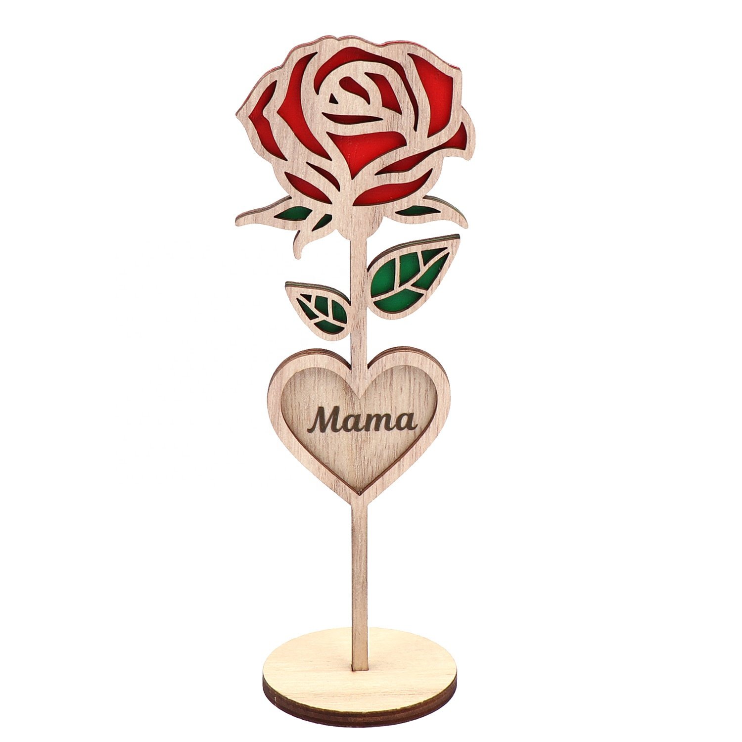 Personalized Dinner Place Table Card Holders for Mother's Day Valentine's Day Gift Wood Rose Shaped Table Name Place Card Holder