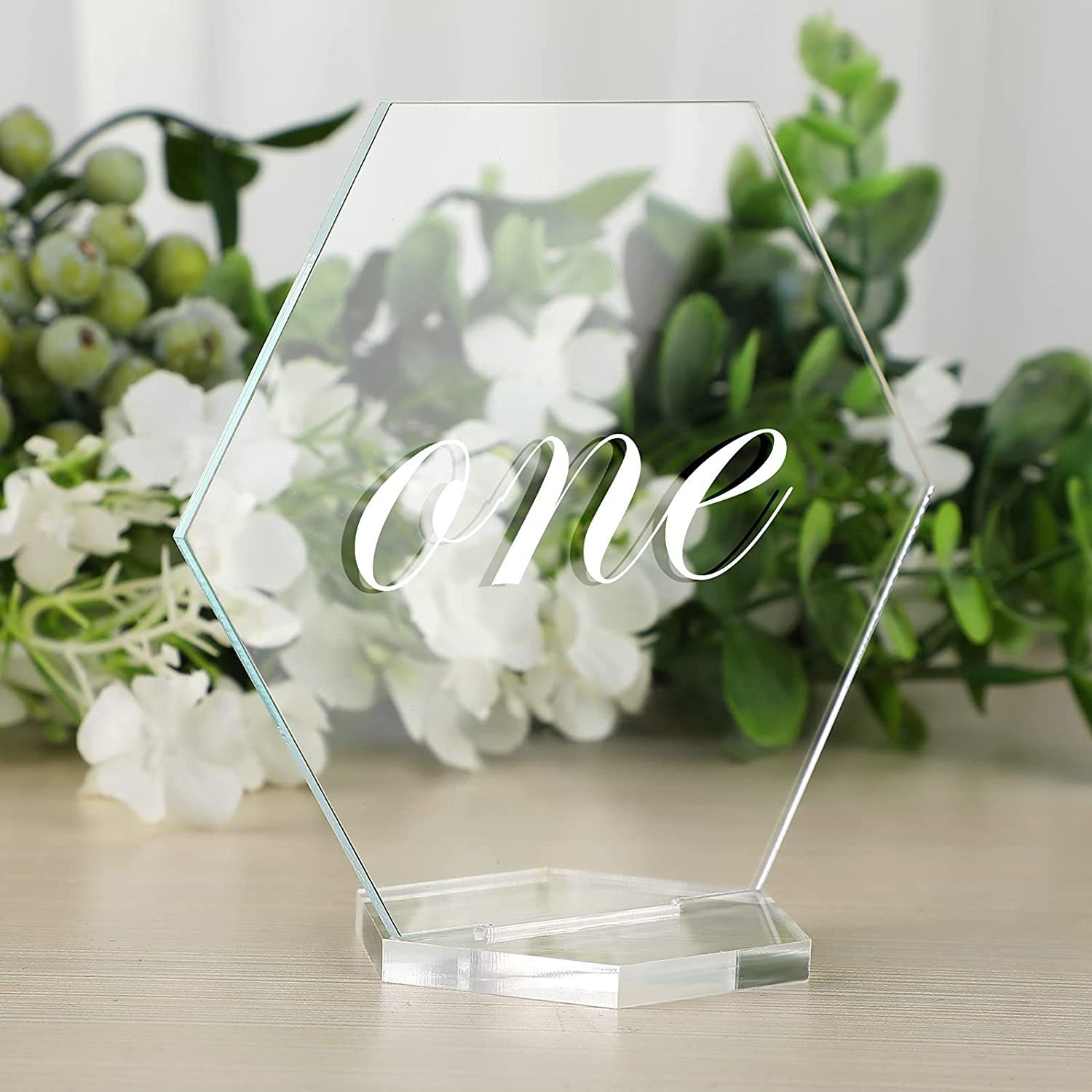 Ychon Transparent Acrylic Hexagon Seat Cards Wedding Table Cards DIY Blank Acrylic Dining Table Number Cards