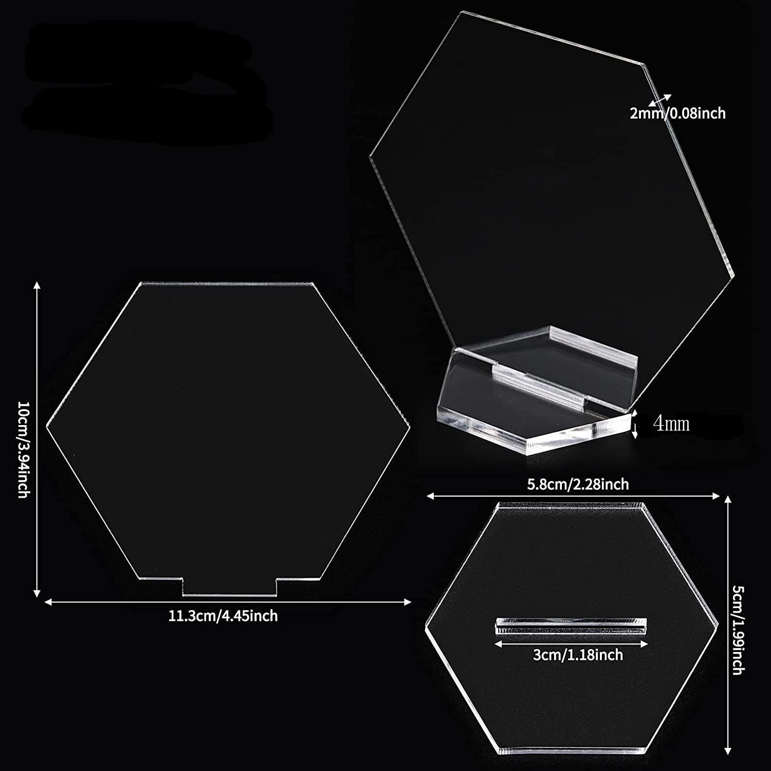 Ychon Transparent Acrylic Hexagon Seat Cards Wedding Table Cards DIY Blank Acrylic Dining Table Number Cards