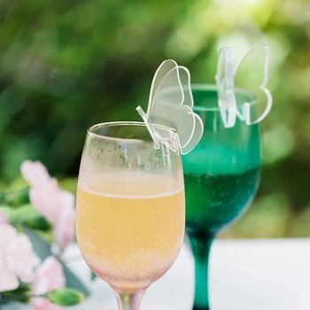 Custom 3D Gold Mirror Round Acrylic Drink Tags Wedding Place Name Card Markers To Champagne Glass Tags Baby Shower Party Favors