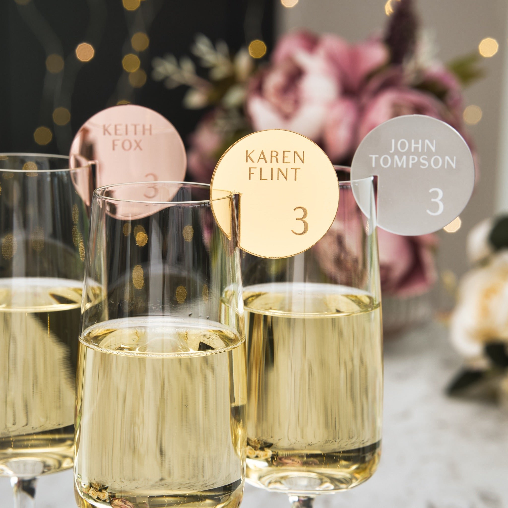 Custom 3D Gold Mirror Butterfly Acrylic Drink Wedding Place Name Card Champagne Glass Tags Baby Shower Party Favors Stemless